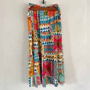 Christian Siriano Vibrant Boho Patchwork Maxi Skirt